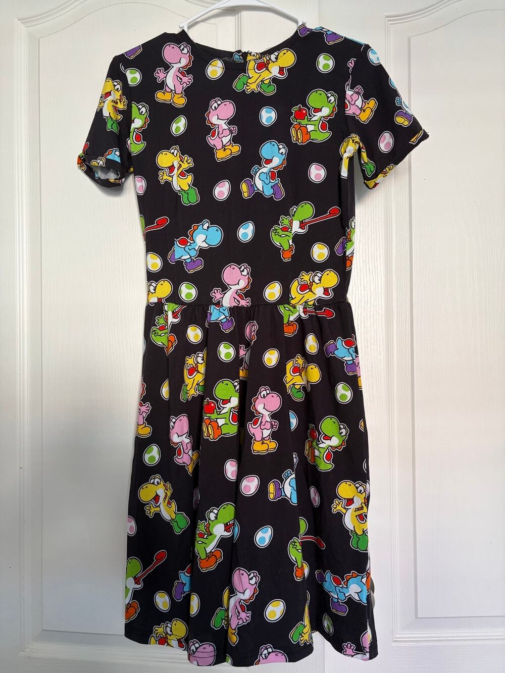 Cakeworthy Super Mario Brothers Yoshi Dress Black Fit and Flare Back Zipper SZ S